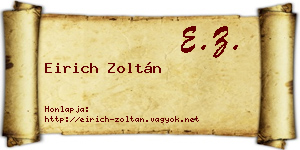 Eirich Zoltán névjegykártya